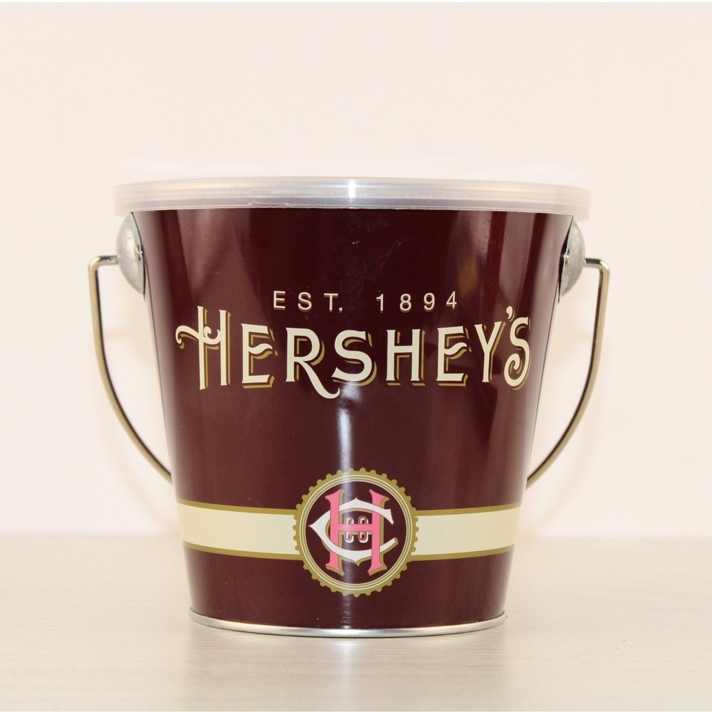 Hersheys Chocolate World Tin Bucket Pail Handle Lid Collectible